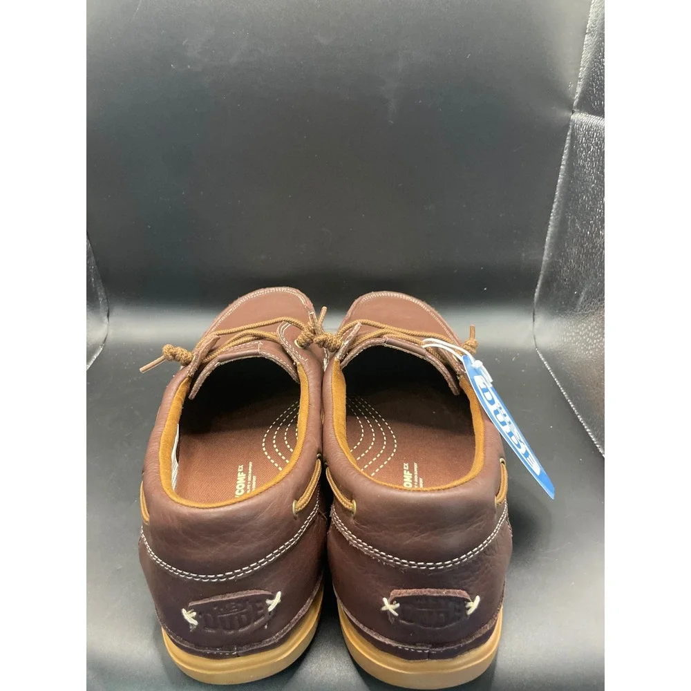 Hey Dude Harbor Lo Craft Leather Shaved Brown Boat Shoes Mens 13 45094-2LR